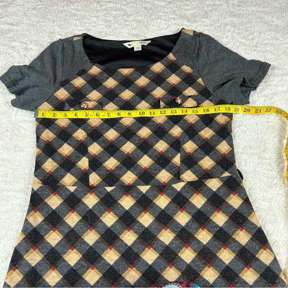 Yumi preppy plaid a line dress in brown and grey, size 8 or 10 - Picture 5 of 9